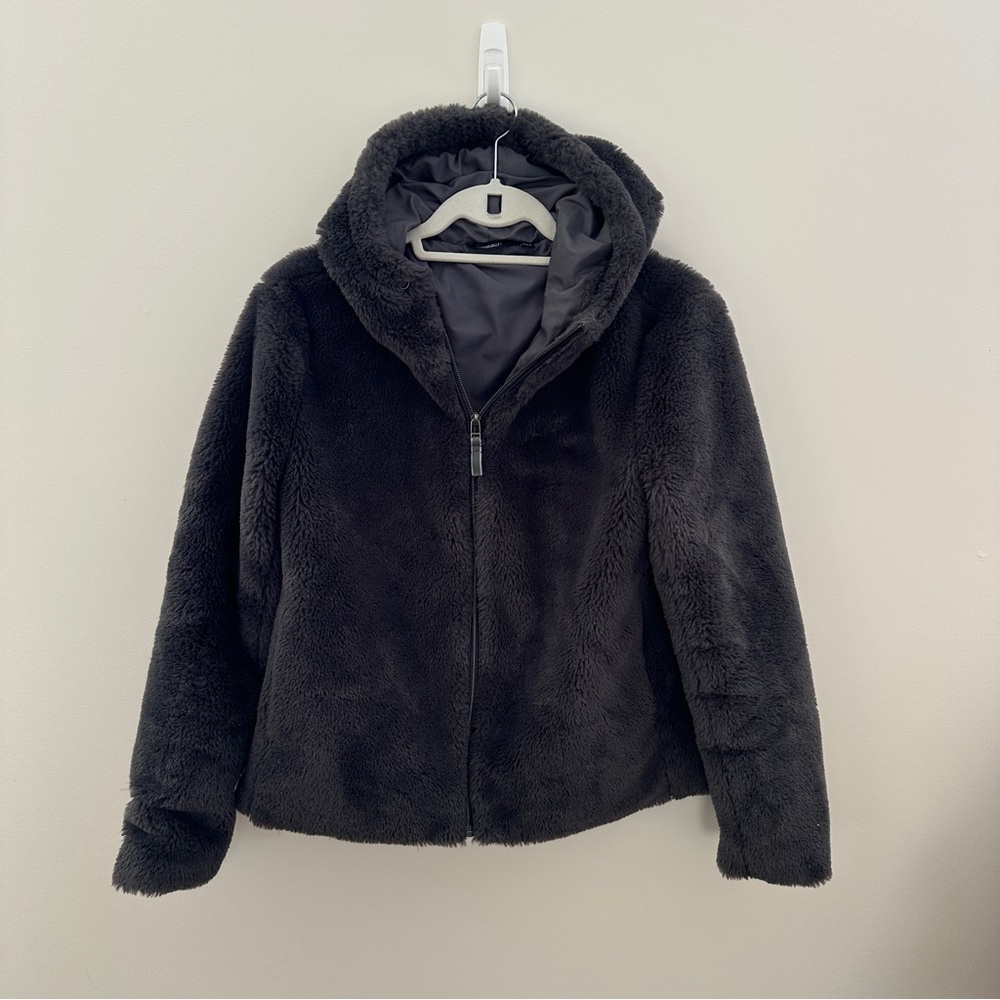 Peach dark gray teddy jacket
